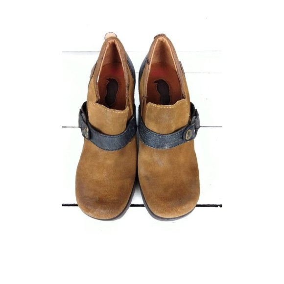 London Underground chunky wooden suede leather clog shoe - Picture 2 of 6